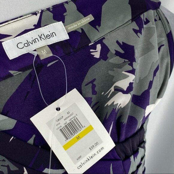 Calvin Klein Women's NWT Purple Floral Scoop Neck Sleeveless Tunic Blouse M/C40 - Picture 8 of 8